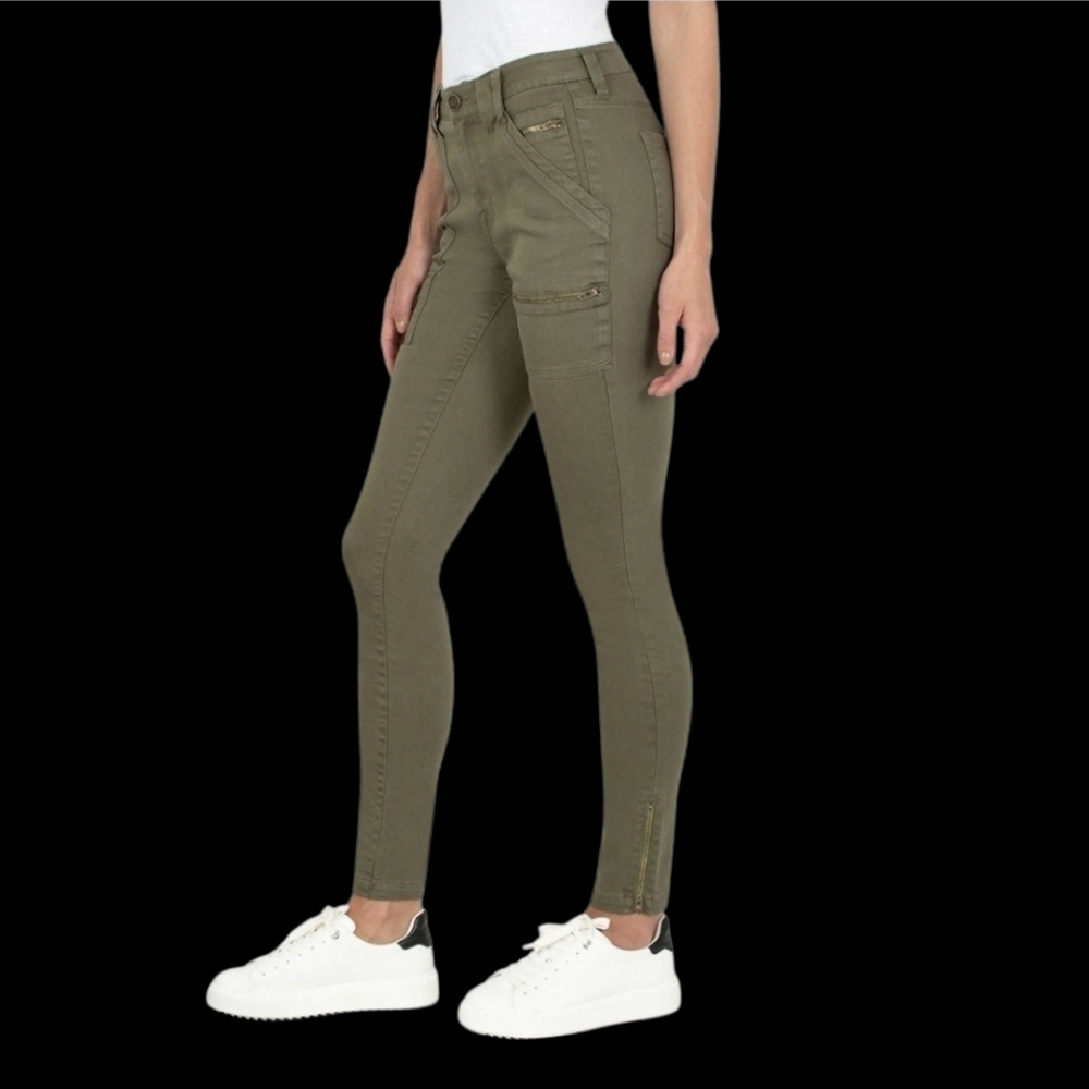 1822 Denim Women's Olive Moto Skinny Jeans 31 EUC